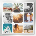 9 Photo Template Square Grid Rounded Frame Fridge Magnet<br><div class="desc">Personalized Photo Grid with Rounded Frame</div>