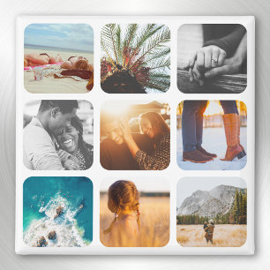 9 Photo Template Square Grid Rounded Frame Fridge Magnet