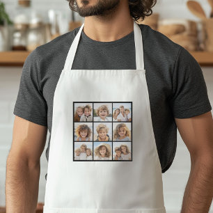 9 Photos - Minimal Grid on Black Background Standard Apron