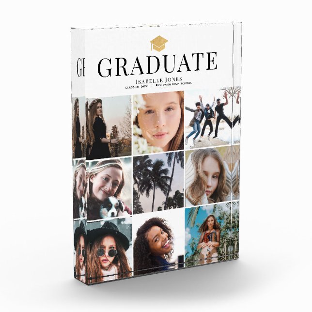 9 Photos White Graduation Photo Block (Left)