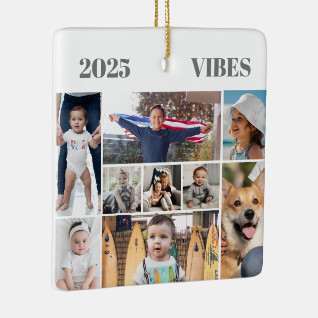 9 Picture Photo Collage Ceramic Ornament (Right)