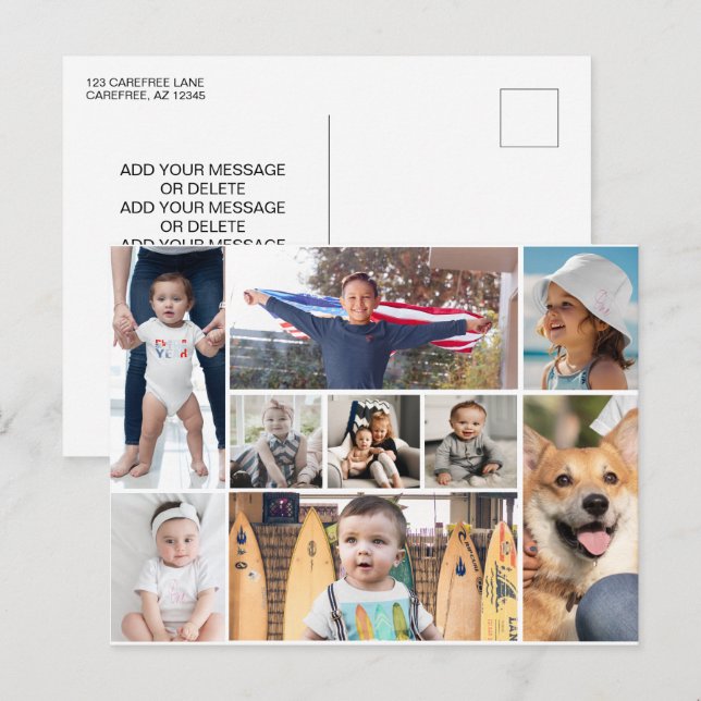 9 Picture Photo Collage Postcard (Front/Back)