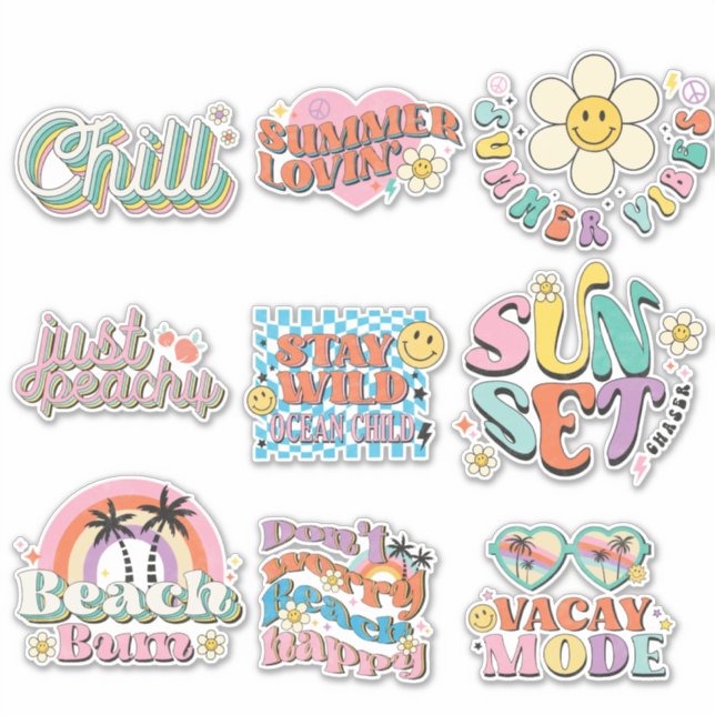 9 Retro Tropical Summer Beach Neon Sticker (Front)