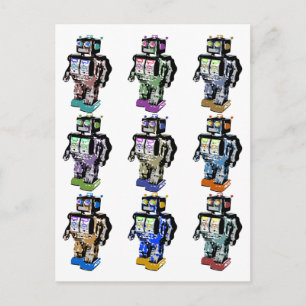 9 Robots Coloured Postcard