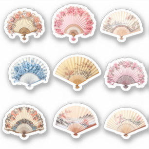 9 Rococo Hand Fan Custom-Cut Vinyl Sticker