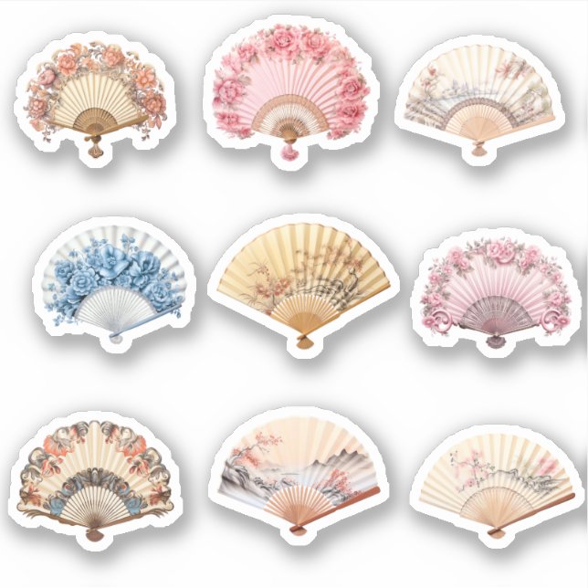 9 Rococo Hand Fan Custom-Cut Vinyl Sticker (Front)