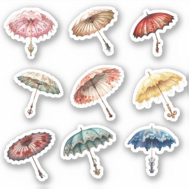 9 Rococo Parasol Custom-Cut Vinyl Sticker (Front)
