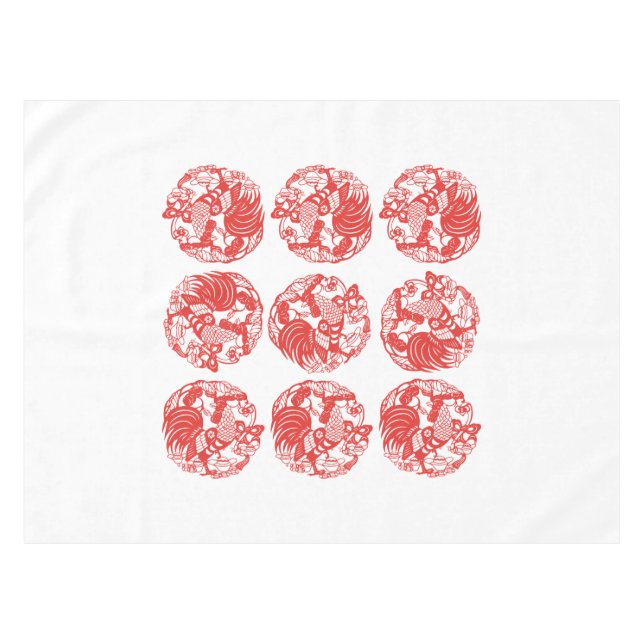 9 Roosters for Longevity Rooster Year 2017 Table Tablecloth (Front (Horizontal))