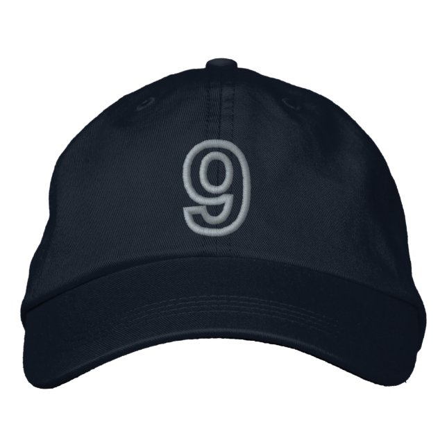 "9" Small Athletic Number Embroidered Hat (Front)