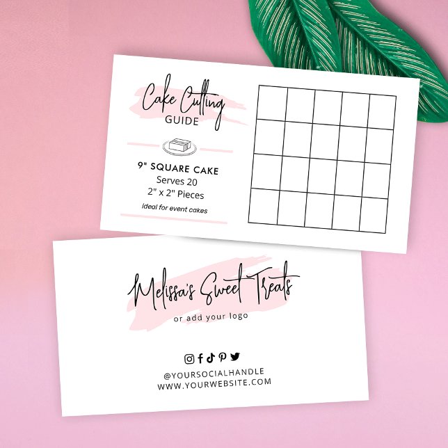 9" Square Cake Serving Guide 2x2 Party Portions Enclosure Card (9 inch square cake cutting guide for event or birthday cakes)