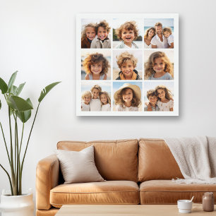 9 Square Photo Collage - Black and White Canvas Print
