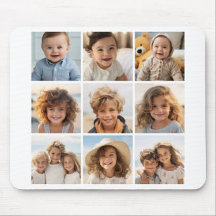 9 Square Photo Collage - Black and White Mouse Mat