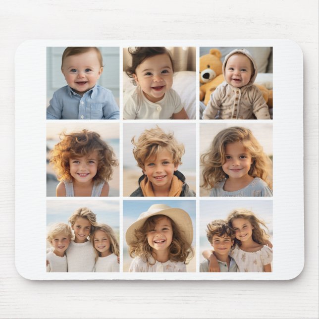 9 Square Photo Collage - Black and White Mouse Mat (Front)