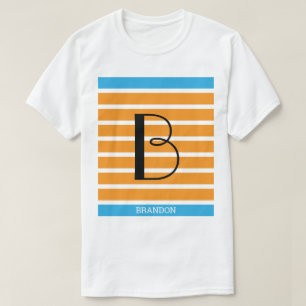9 Stripes Orange Blue Monogram Personalised T-Shirt