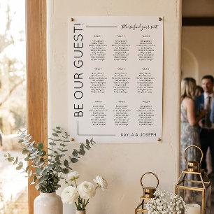 9 table Minimalist Wedding seating chart template