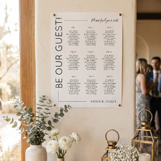 9 table Minimalist Wedding seating chart template