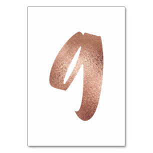9 Table Number White Metallic Pink Rose Gold Table Number