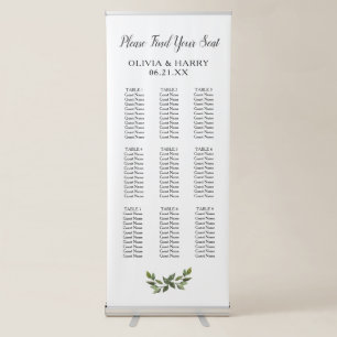 9 Table Stylish Greenery Wedding Seat Chart Banner