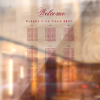 9 Table Transparent Burgundy Wedding Seating Chart