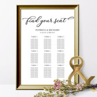 9 Table Wedding Seating Chart Chic Navy Script