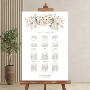 9 Table White Floral Wedding Seating Chart