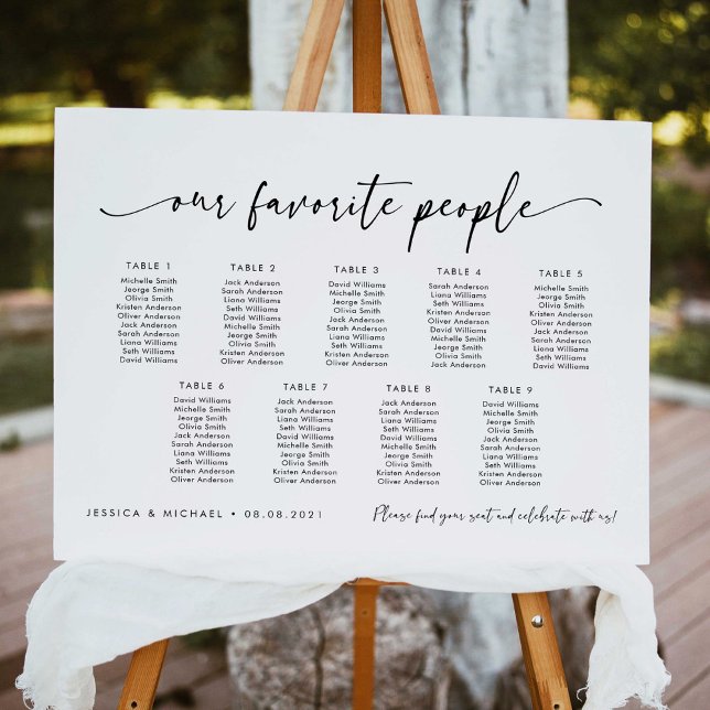 9 Tables Our Favourite People Seating Chart Plan (Creator Uploaded)