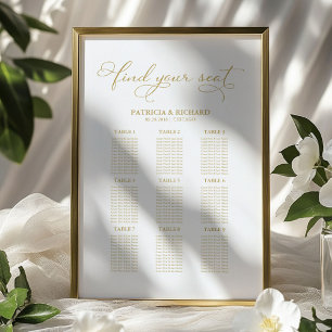9 Tables Wedding Seating Chart Gold Foil