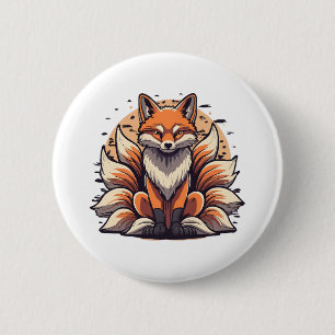 9 Tailed Fox Spirt 6 Cm Round Badge
