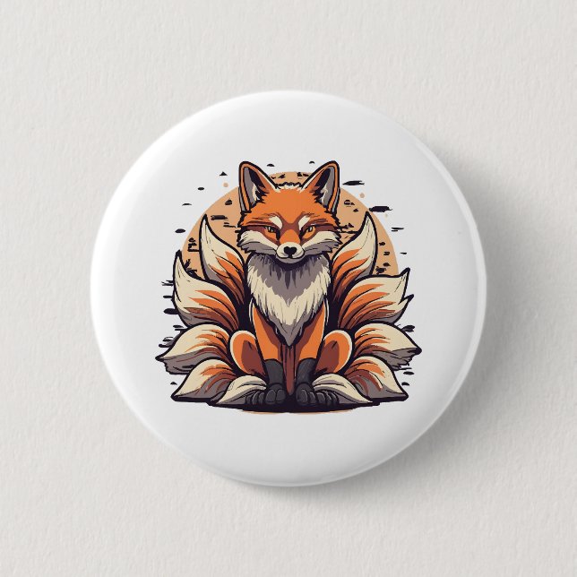 9 Tailed Fox Spirt 6 Cm Round Badge (Front)