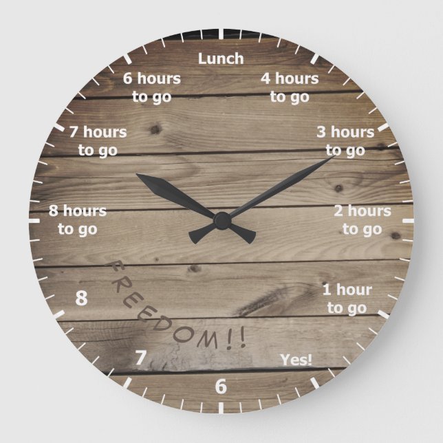 9 to 5 Work Hour Countdown to Freedom Wood Office Large Clock (Front)