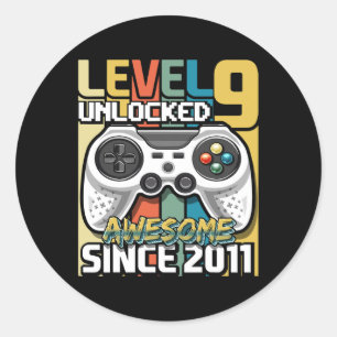 9 Unlocked Awesome 2011 Video Game 9th Birthday Gi Classic Round Sticker