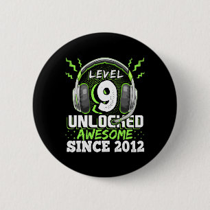 9 Unlocked Awesome 2012 Video Game 9th Birthday Gi 6 Cm Round Badge