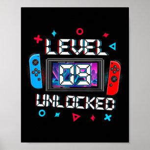 9 Unlocked Gamer 9th Birthday Gift Video Game Boys Poster