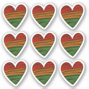 9 x Kwanzaa Juneteenth Red Black Green Paint Heart