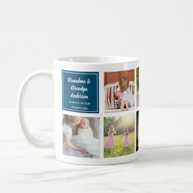 9 x Photo Collage Grandkids Gift To Grandparents Coffee Mug (Left)