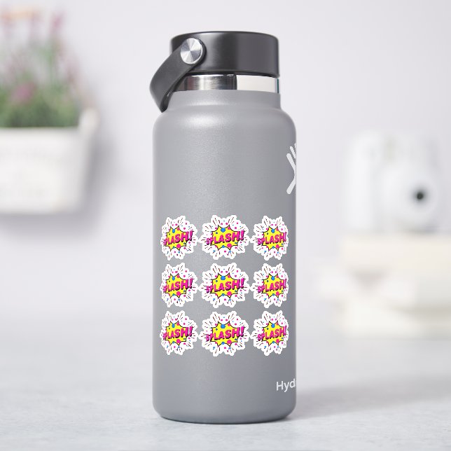 9 x Splash Burst  Pop Art Pink Yellow on 4" Vinyl (HydroFlask)