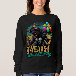 9 Year Of Being Awesome Kaiju Sunset Birthday Part Sweatshirt