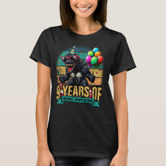 9 Year Of Being Awesome Kaiju Sunset Birthday Part T-Shirt