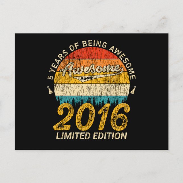 9 Year Old 2016 Retro Awesome 9th Birthday Gift Postcard (Front)