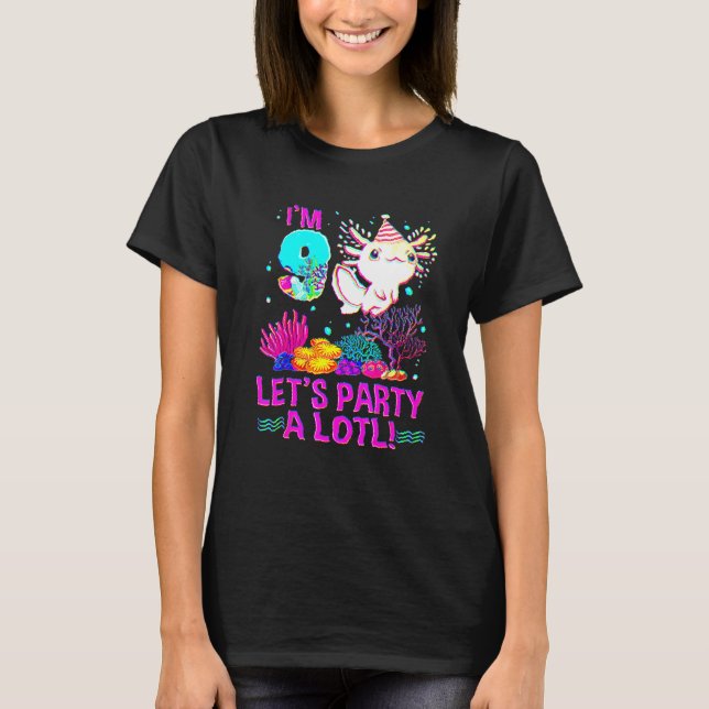 9 Year Old 9th Birthday Axolotl Boys Girls T-Shirt (Front)