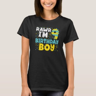 9 Year Old 9th Birthday Boy Dinosaur Toddler Kids T-Shirt