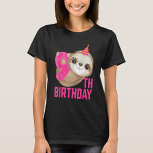 9 Year Old 9th Birthday Cute Sloth Animal Lover Bd T-Shirt