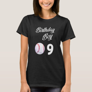 9 Year Old Baseball Birthday Party Boys Kids Nine  T-Shirt