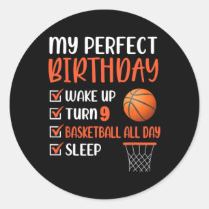 9 Year Old Basketball Birthday Party 9th Boy Bday  Classic Round Sticker