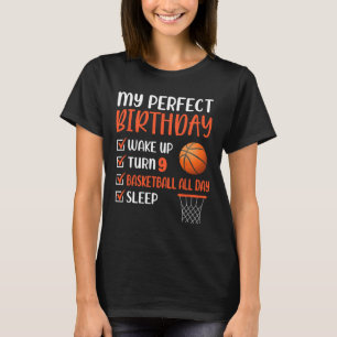 9 Year Old Basketball Birthday Party 9th Boy Bday  T-Shirt