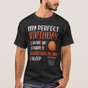 9 Year Old Basketball Birthday Party 9th Boy Bday T-Shirt
