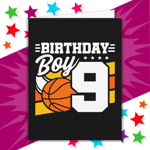 9 Year Old Basketball Party Theme 9th Birthday Boy Card