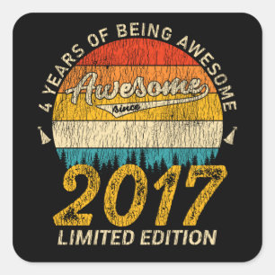 9 Year Old Bday Retro Awesome 9th Birthday Gift    Square Sticker