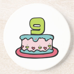 9 Year Old Birthday Cake Coaster