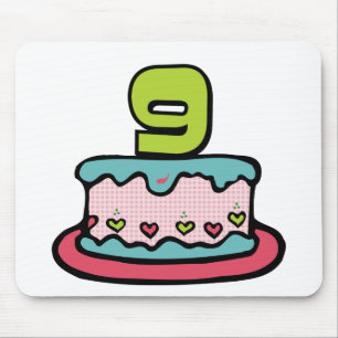 9 Year Old Birthday Cake Mouse Mat